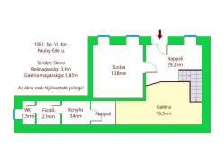 flat For rent 1061 Budapest Paulay Ede utca 54sqm 850 €/month ing_kep: 2