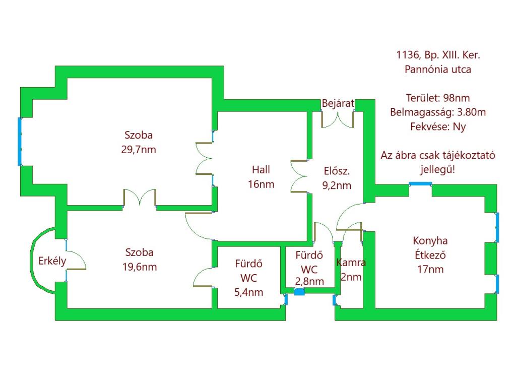 flat For rent 1136 Budapest Pannónia utca 98sqm 390 000 HUF/month ing_kep: 1